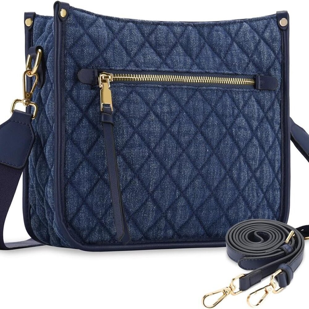 Crossbody Bag Purse Women Vegan Leather Denim Shoulder Handbag Organizer